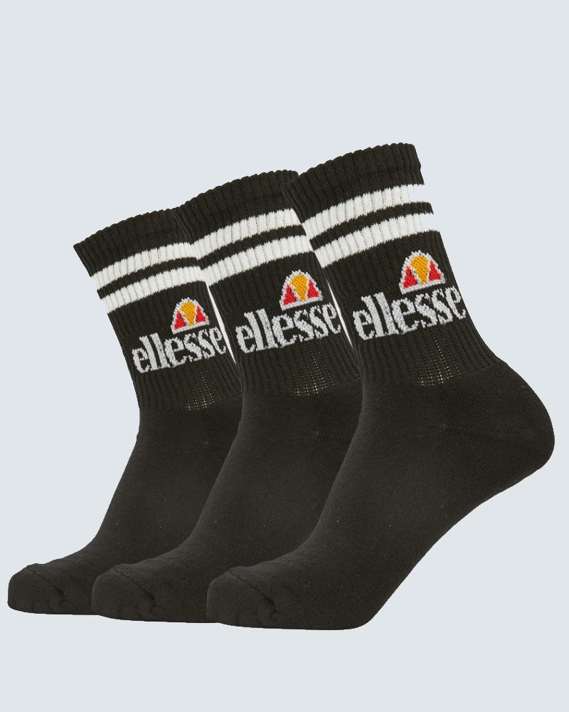 ELLESSE PULLO 3 PACK SOCKS - BLACK