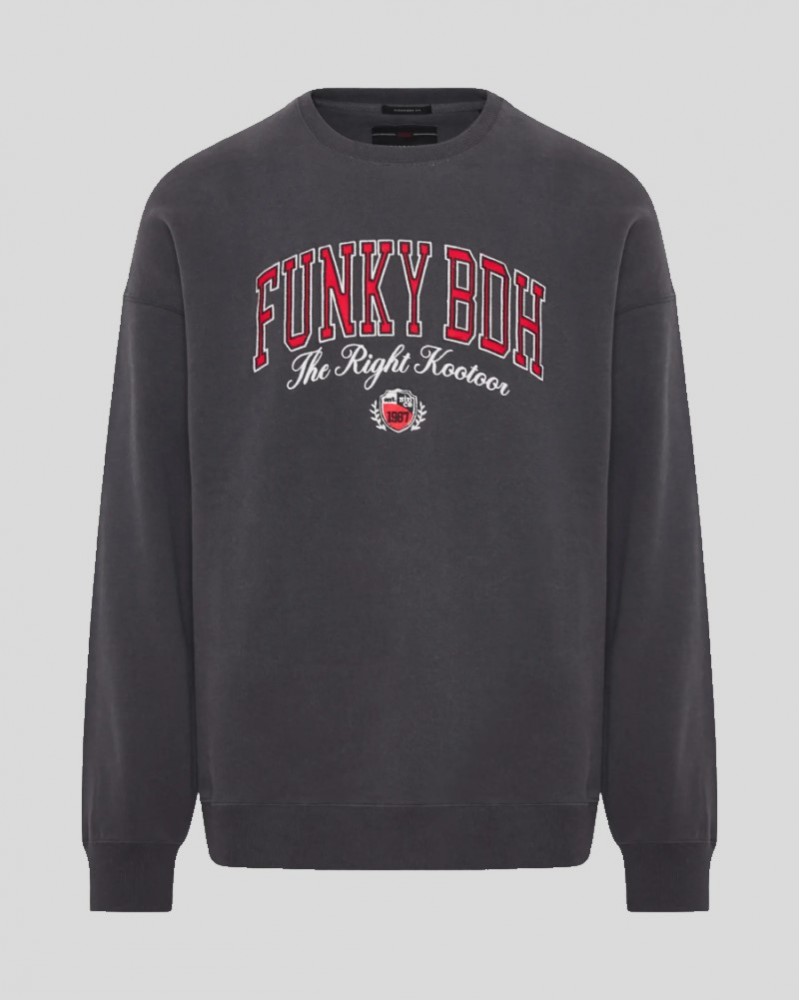 FUNKYBUDDHA OVERSIZED FIT ΦΟΥΤΕΡ ΜΕ ΛΑΙΜΟΚΟΨΗ - DARK GREY