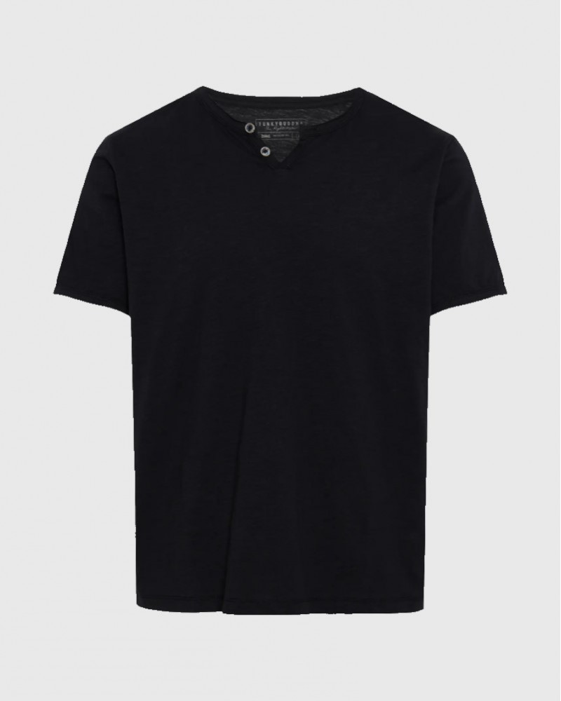 FUNKYBUDDHA ESSENTIAL HENLEY T-SHIRT - BLACK