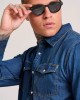 FUNKYBUDDHA DENIM SHIRT - BLUE