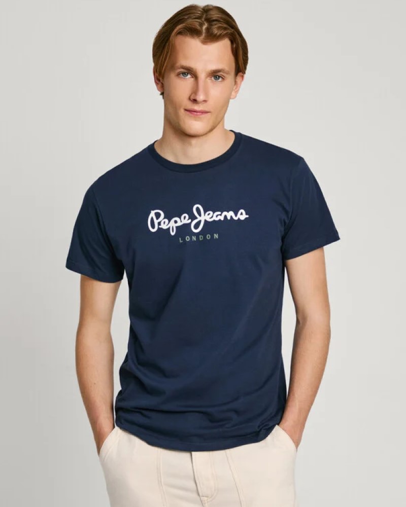 PEPE JEANS BASIC LOGO T-SHIRT - NAVY