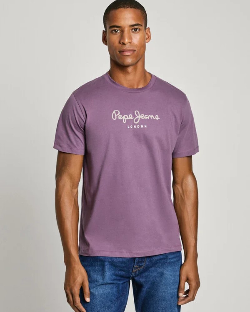 PEPE JEANS BASIC LOGO T-SHIRT - PURPLE