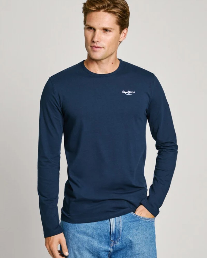 PEPE JEANS ORIGINAL LOGO LONG T-SHIRT - NAVY