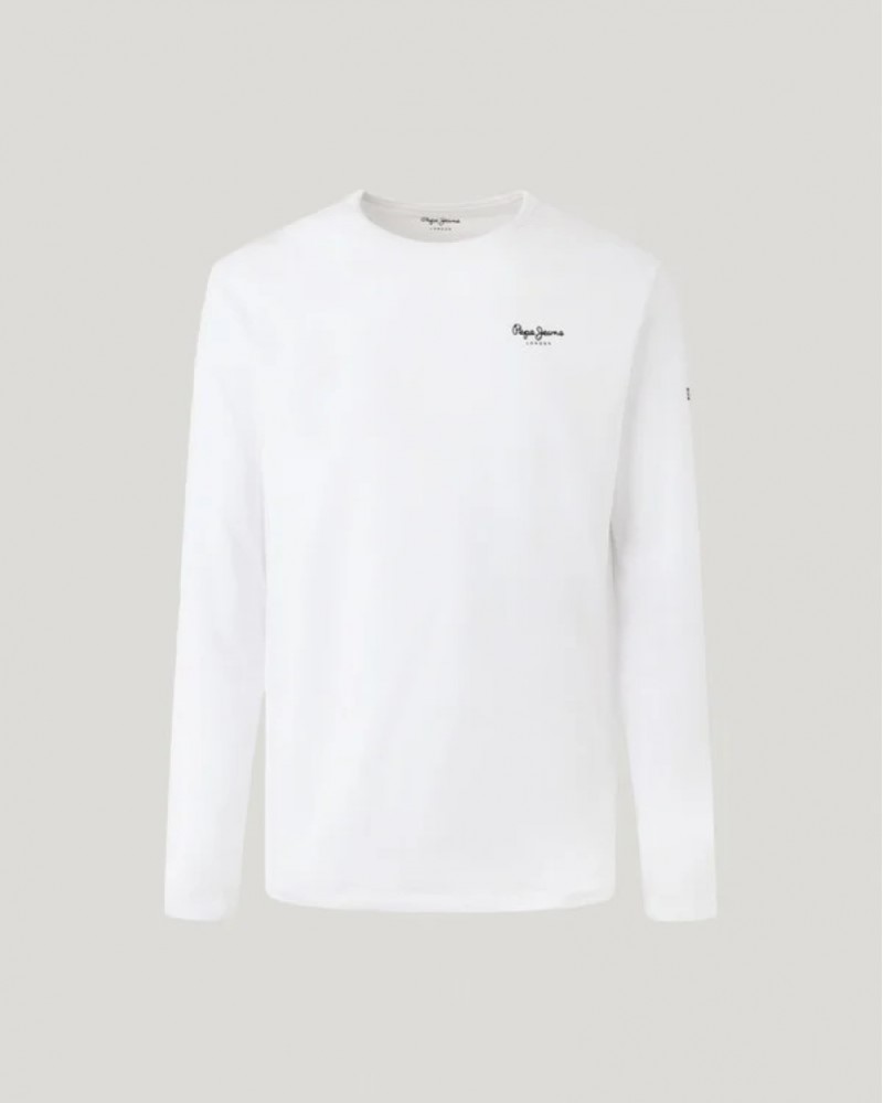 PEPE JEANS ORIGINAL LOGO LONG T-SHIRT - WHITE