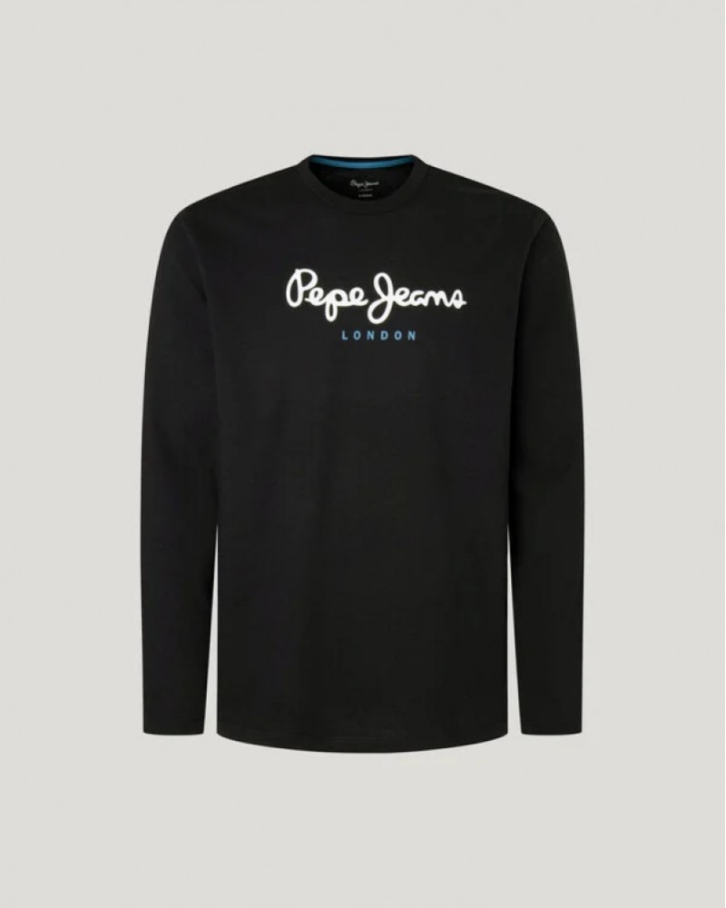 PEPE JEANS BASIC LOGO LONG T-SHIRT - BLACK