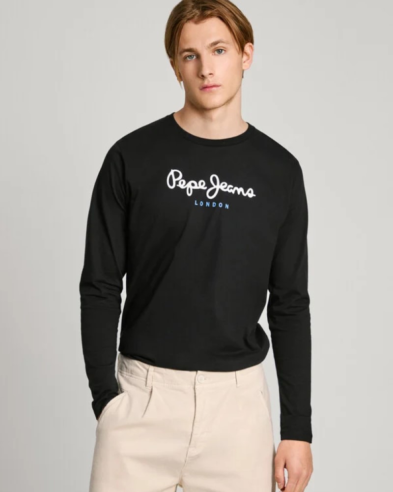 PEPE JEANS BASIC LOGO LONG T-SHIRT - BLACK