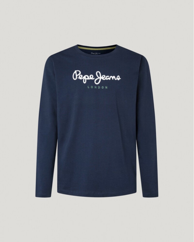 PEPE JEANS BASIC LOGO LONG T-SHIRT - NAVY