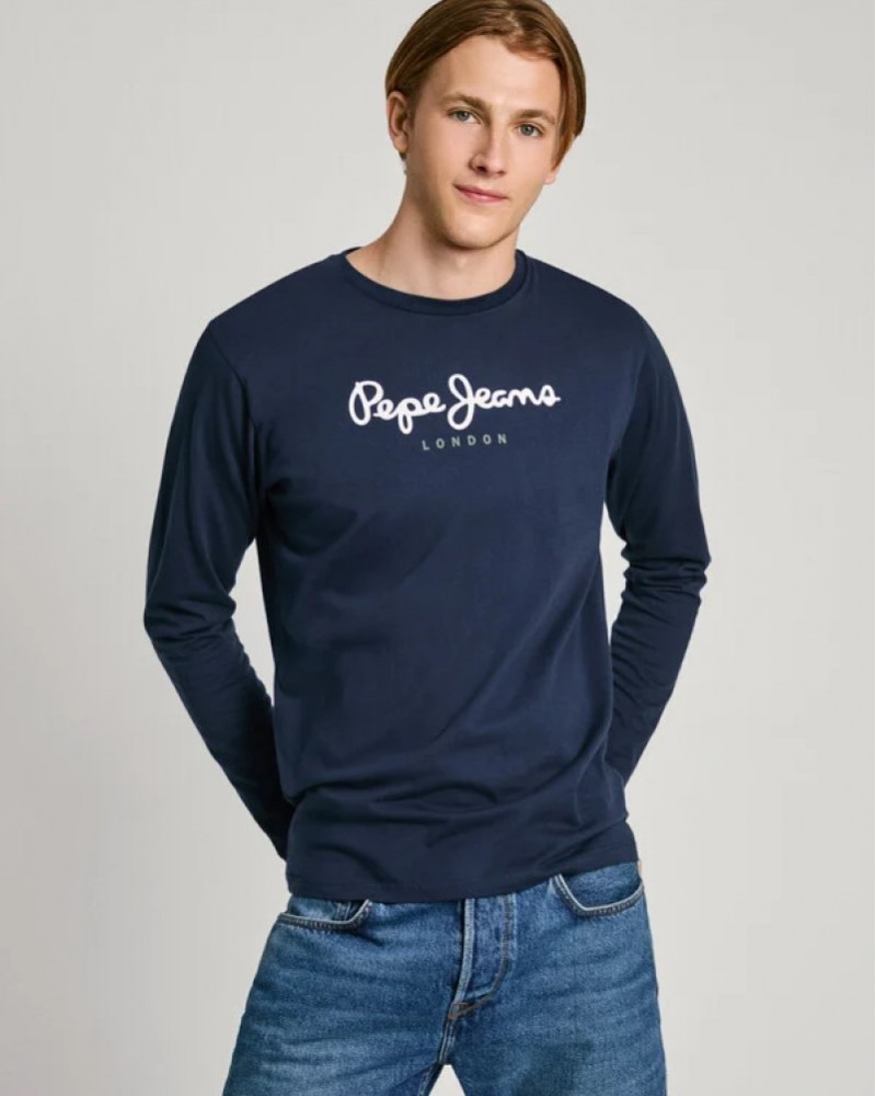 PEPE JEANS BASIC LOGO LONG T-SHIRT - NAVY