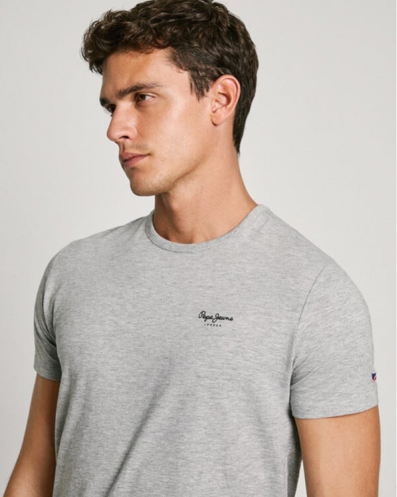 PEPE JEANS ORIGINAL LOGO T-SHIRT - GREY